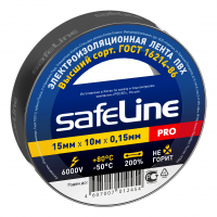 Изолента 15 мм черная, Safeline (10 м)