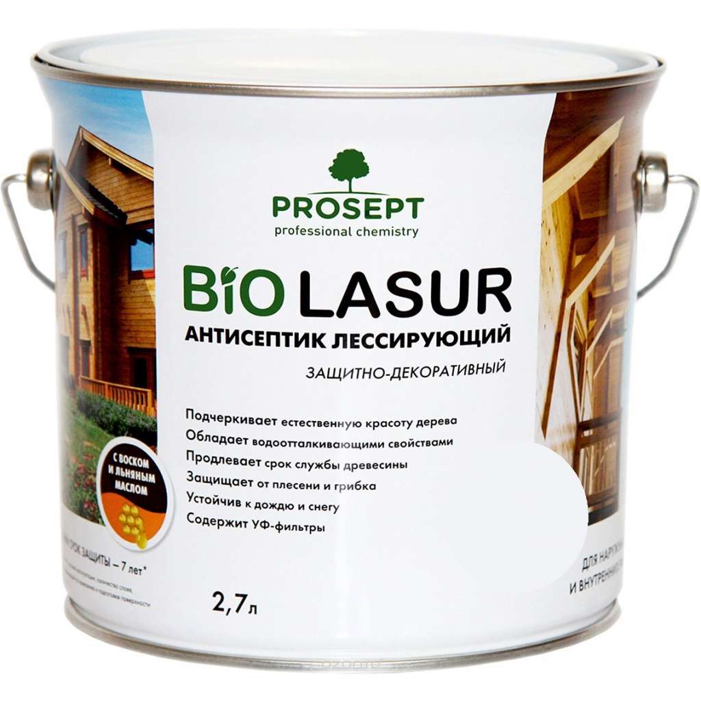 Пропитка Prosept Bio Lasur Белый Люкс (2,7 л) - ТД Мастер