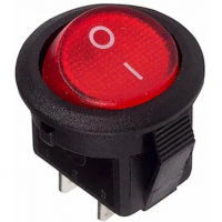 Выключатель клавишный Micro, круглый красный, 3А 250В, Rexant (36-2511)