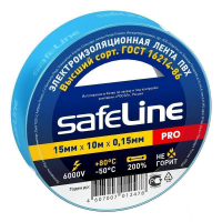 Изолента 15 мм синяя, Safeline (10 м)