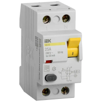 Автоматический выключатель дифференциального тока УЗО IEK ВД1-63 2р 25А 