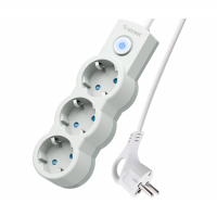 Удлинитель Космос 3 гнезда 1,5 м с заземлением, с выключателем ПВС 3х0,75, белый (YKsm1.5m-3g-Z-V10A-W)