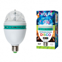 Лампа-проектор Volpe Disco светодиодная 3Вт Е27 220В вращающаяся RGB