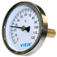 Термометр горизонтальный с гильзой 1/2" 120°С Vieir