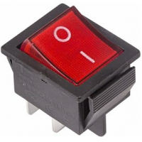 Выключатель клавишный, красный с подсветкой, 6А 250В, Rexant (36-2330)