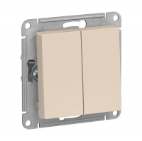 Выключатель Schneider Electric AtlasDesign 2-клавишный скрытой установки, проходной без рамки, бежевый (ATN000265)