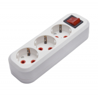 Розетка Stekker PST16-311-20 3-местная с заземлением открытой установки, с выключателем, белый