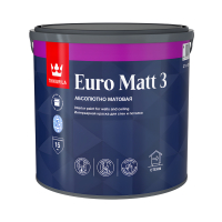 Краска Tikkurila Euro Matt-3 Для стен и потолка абсолютно матовая белая, база BW (2,7 л)