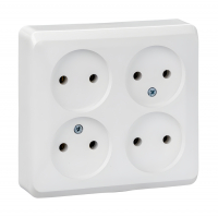Розетка Schneider Electric Этюд 4-местная б/з открытой установки, белая (SCPA16-205B)