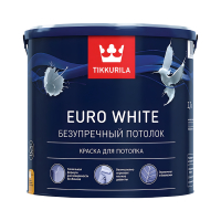 Краска Tikkurila Euro White Для потолков абсолютно матовая белая, база BW (2,7 л)