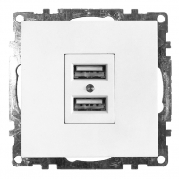Розетка Катрин USB статический преобразователь скрытой установки, белый (без рамки)