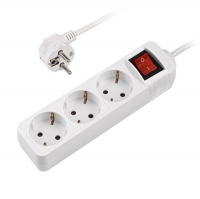 Удлинитель Фаzа 3 гнезда 3 м с заземлением, с выключателем, белый (FES-03-300)