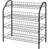 Этажерка для обуви ЭТ1 4-х ярусная, матовый  черный