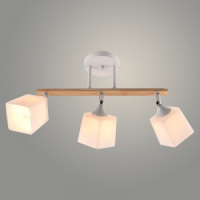 Люстра 3 плафона XA1591/3 WH+CR+WOOD белый/хром/дерево