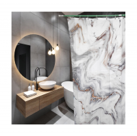 Штора для ванной Santrek Home П201 с кольцами 180х180 мм, серо-белый мрамор