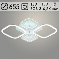 Светильник светодиодный Росток DK06068B/4 PR WH 96+8Вт 3000-6500К, белый с ПДУ