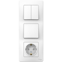 Блок Systeme Electric(Schneider Electric)BLANCA выключатель 1 клавишный+2 клавишный + розетка 1-местная з/к, скрытой установки, белый 