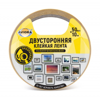 Клейкая лента Aviora двусторонняя на ПП основе 50 мм х 10 м, прозрачная (303-005)