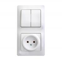 Блок Schneider Electric Glossa выключатель 2 клавишный + розетка 1-местная б/з, скрытой установки, белый (GSL000172)