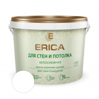 Краска Erica Для стен и потолка Белоснежная акриловая матовая, белая 13 кг