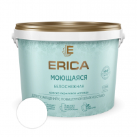 Краска Erica Моющаяся Белоснежная акриловая матовая, белая 13 кг