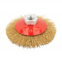 Корщетка для УШМ FIT 100 мм, тип "колесо", стальная латунированная волнистая проволока (39050)