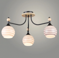 Люстра 3 плафона N6395/3 ВК+WOOD черный