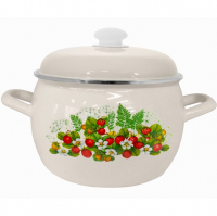 Кастрюля эмалированная Лысьвенские Эмали С-4216АП2/4Жм сферическая 5л,Земляничное лето