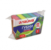 Губки для посуды  LAIMA Maxi 27х96х64мм 5 шт