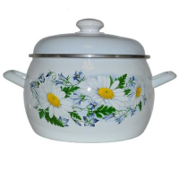 Кастрюля эмалированная Лысьвенские Эмали С-3915АП2/4 сферическая 4,5 л,Ромашковое поле