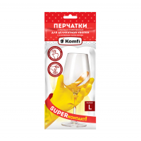 Перчатки хозяйственные Komfi для деликатной уборки, латексные L, желтые